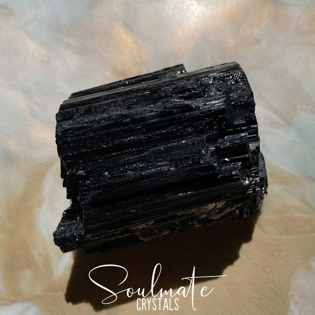 Soulmate Crystals Black Tourmaline Raw Natural Stone, Black Crystal for EMF Protection, Grounding, Restoration and Shield Negativity