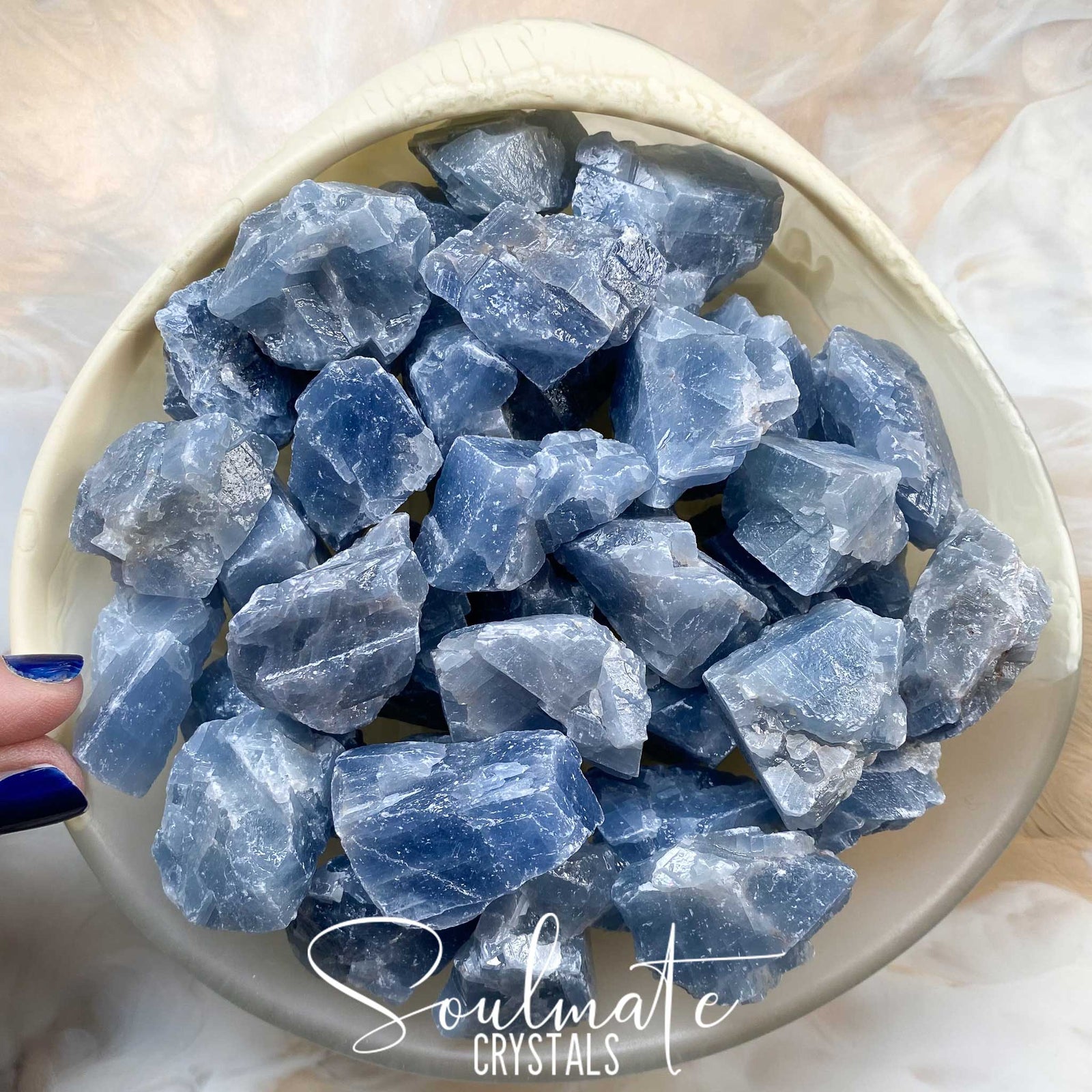 Soulmate Crystals Blue Apatite Raw Natural Stone, Light Blue Crystal for Calm, Relaxation and Clear Communication