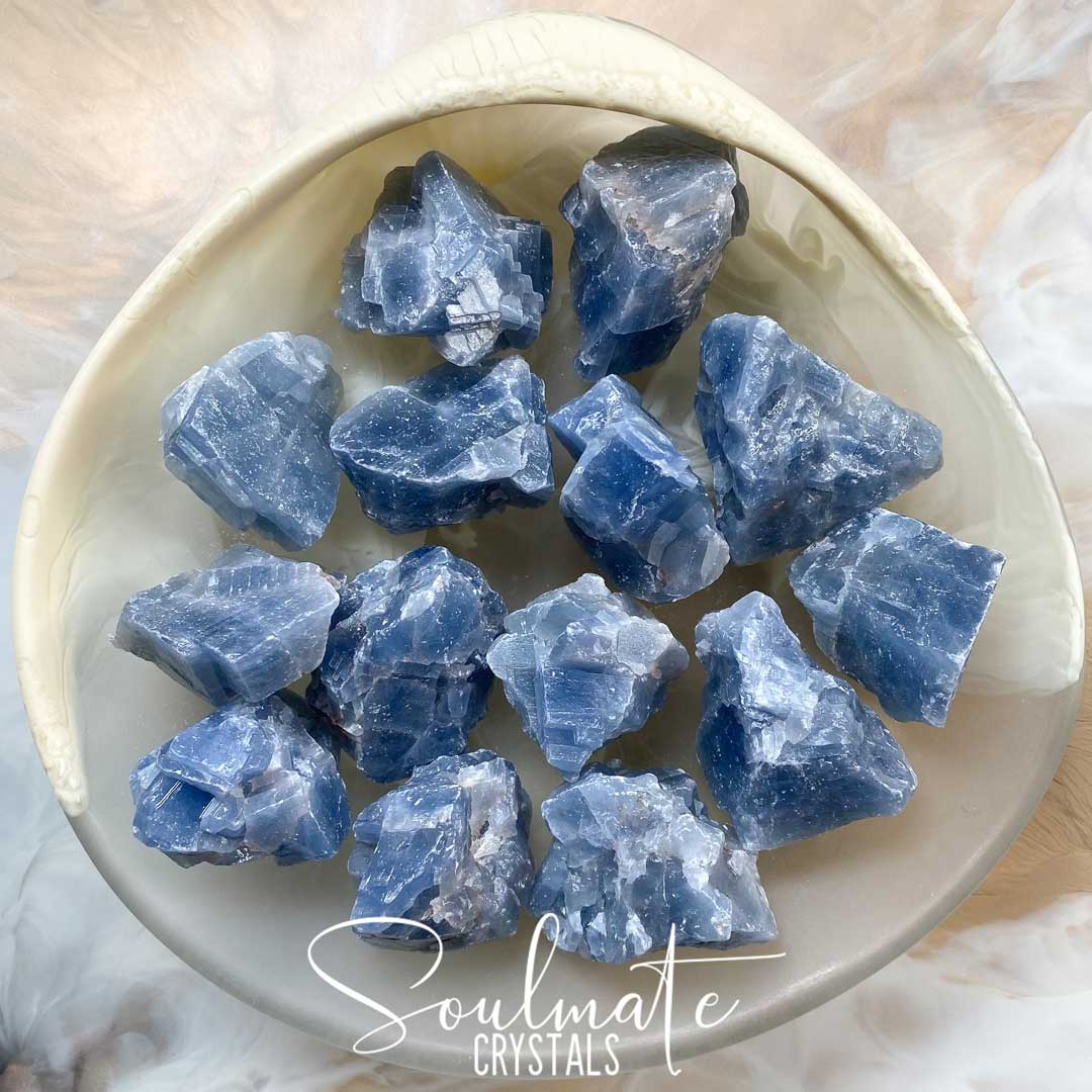 Soulmate Crystals Blue Apatite Raw Natural Stone, Light Blue Crystal for Calm, Relaxation and Clear Communication