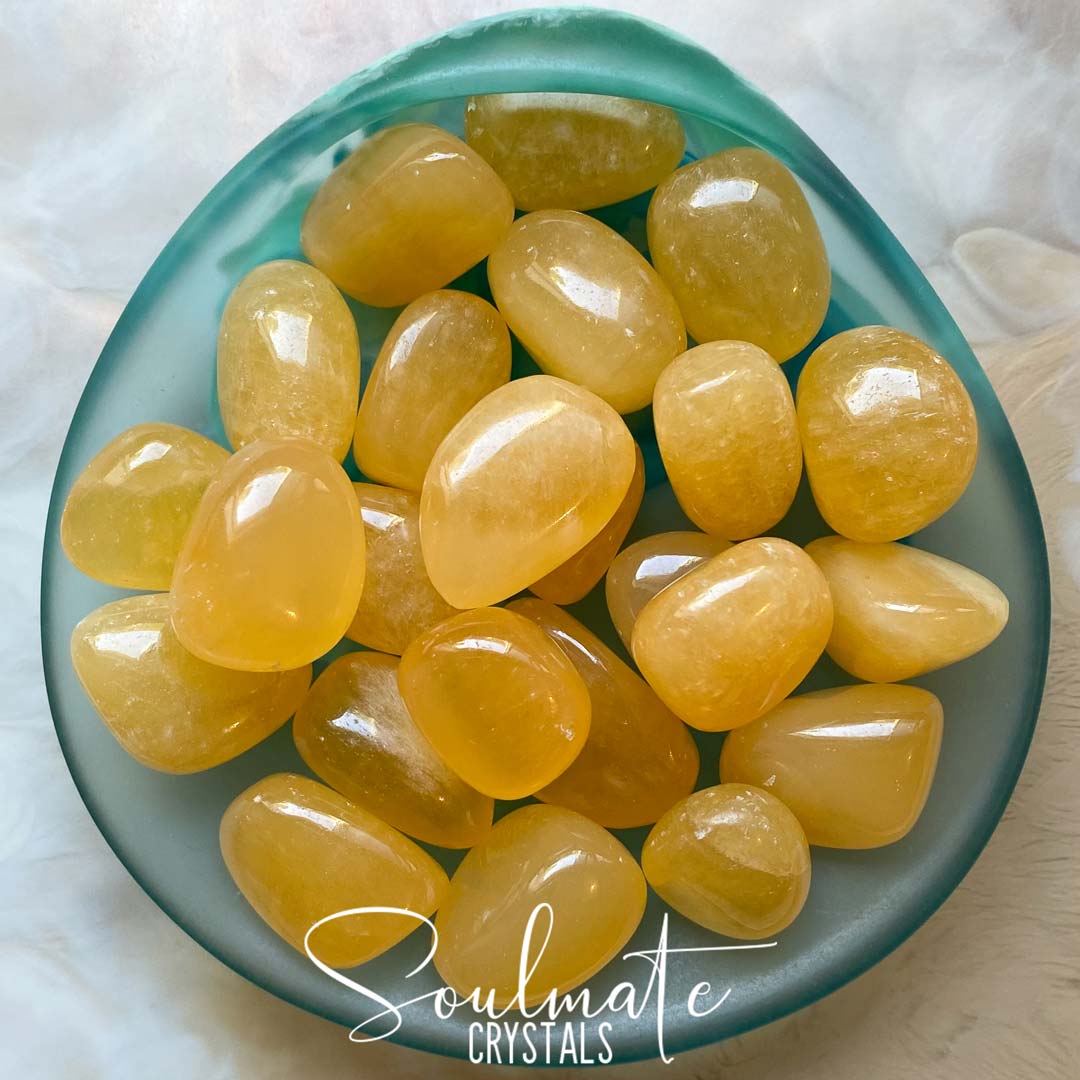 CALCITE ORANGE TUMBLED STONE SMALL GRADE AA Soulmate Crystals