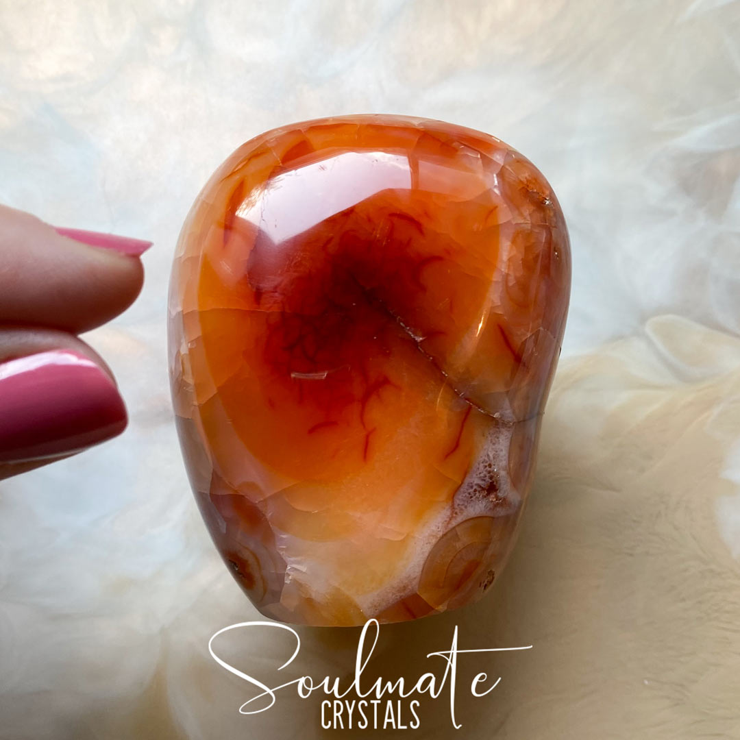 Soulmate Crystals Carnelian Polished Crystal Freeform, Orange Crystal for Mindfulness, Vitality, Creativity.