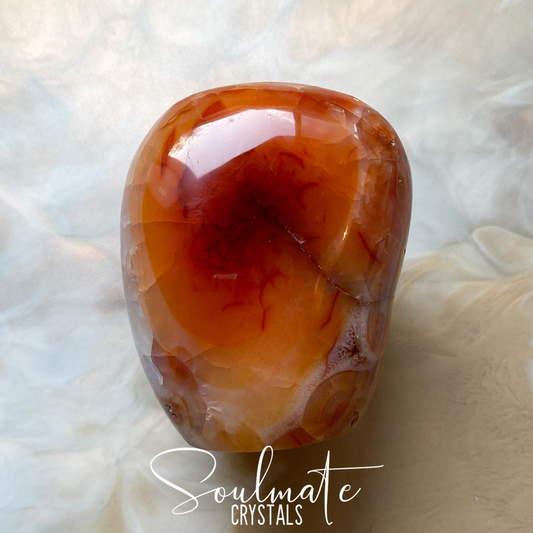 Soulmate Crystals Carnelian Polished Crystal Freeform, Orange Crystal for Mindfulness, Vitality, Creativity.