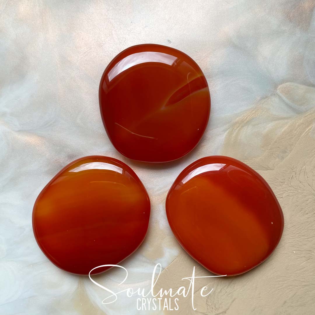 Soulmate Crystals Carnelian Polished Crystal Pebble, Orange Crystal for Vitality, Creativity, Joy, Mindfulness.
