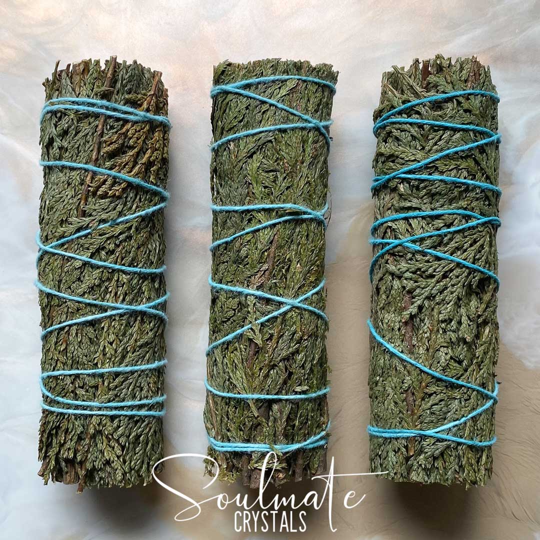 Soulmate Crystals Cedar Stick Smoke Cleansing Bundle, Dried Green Leaf Bundle of Cedar Sticks for Protection and Purification