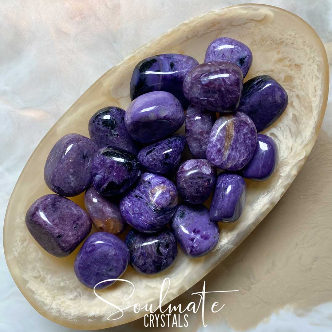 Soulmate Crystals Charoite Tumbled Stone, Purple Crystal for Insight, Courage and Strength