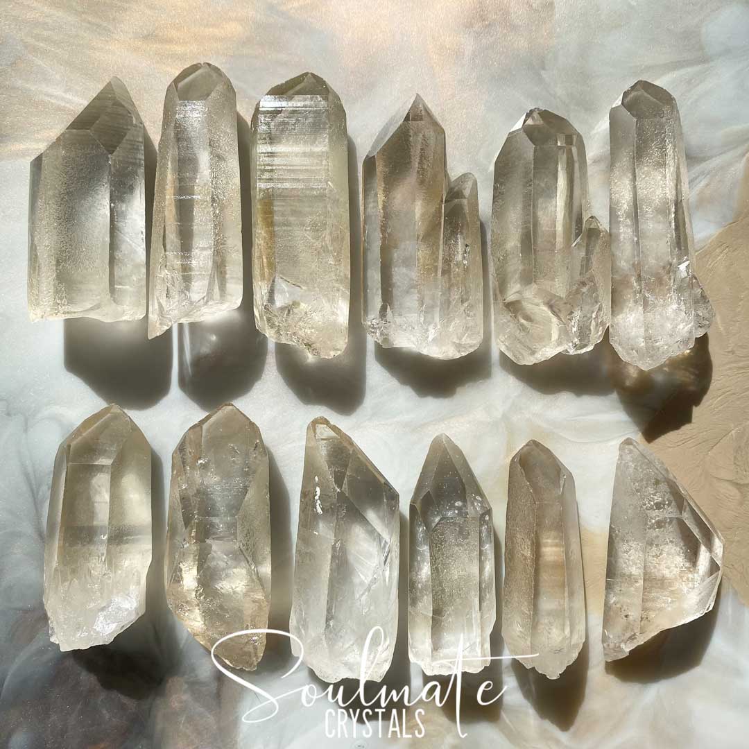 Soulmate Crystals Citrine Diamantina Raw Natural Crystal Point, Rough, Unpolished Light Golden Citrine Crystal for Manifestation, Happiness, Joy, Abundance.