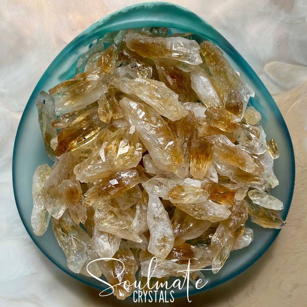 Soulmate Crystals Citrine Raw Natural Stone Mix, Rough, Unpolished Golden Yellow Citrine Crystal Rocks, Multi-Pack