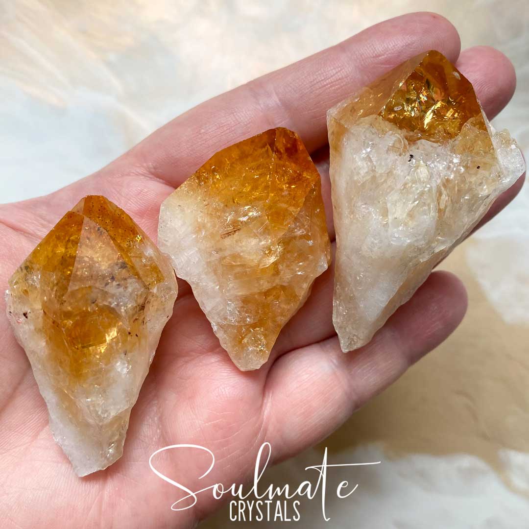 Soulmate Crystals Raw Citrine Crystal Point, Gemmy Golden Yellow Crystal for Prosperity, Happiness, Manifestation, Positivity and Personal Power.