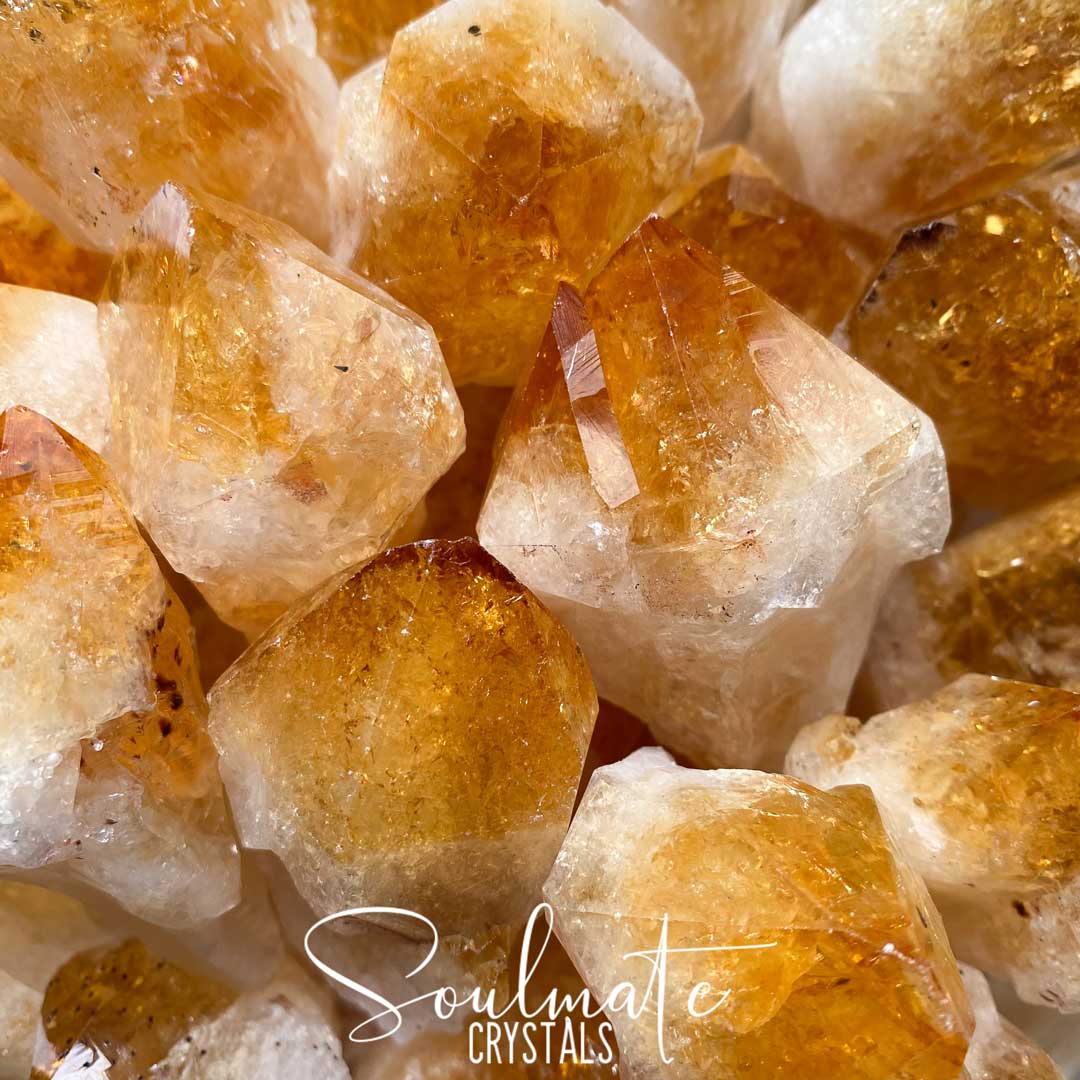 Soulmate Crystals Raw Citrine Crystal Point, Gemmy Golden Yellow Crystal for Prosperity, Happiness, Manifestation, Positivity and Personal Power.
