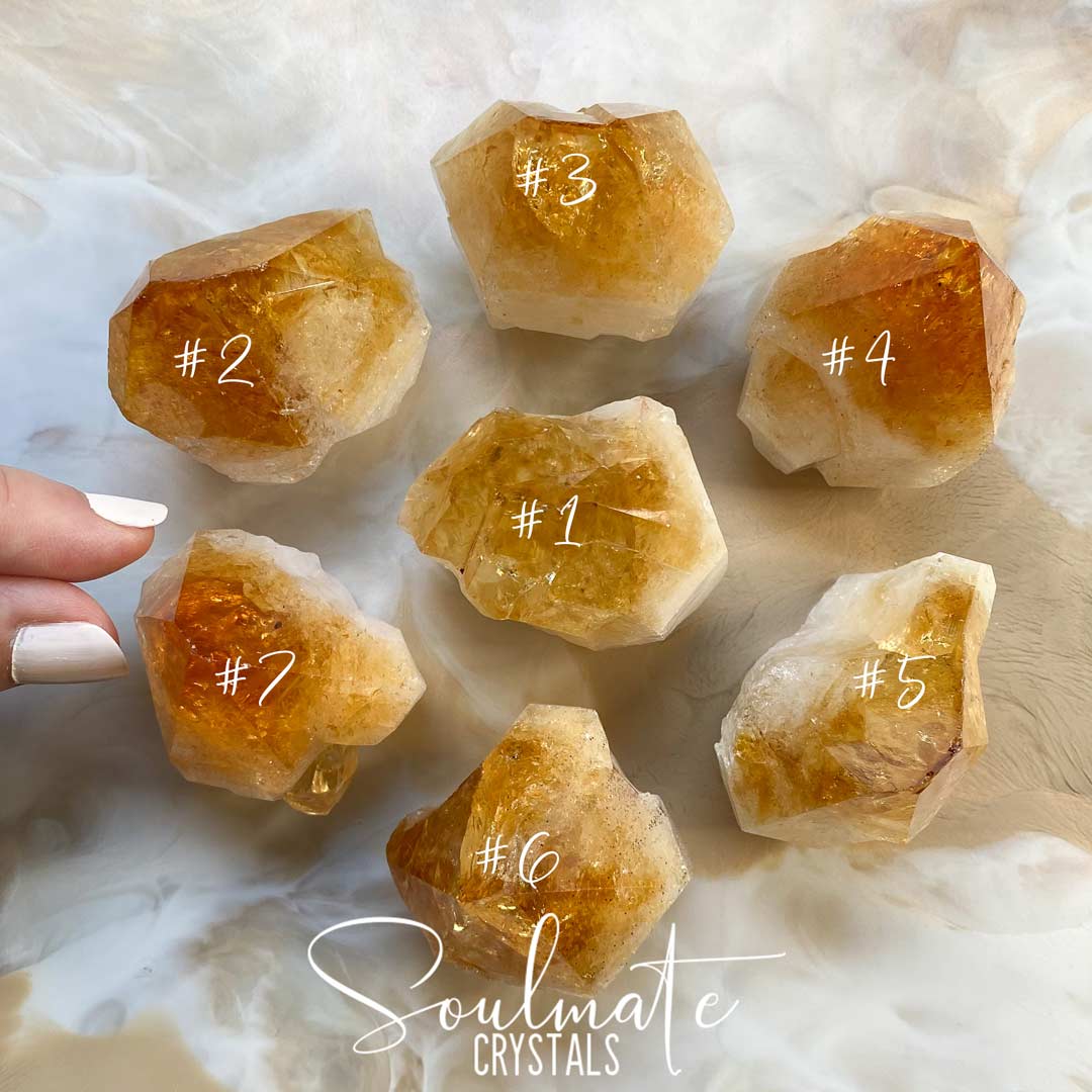 Soulmate Crystals Citrine Polished Crystal Point, Gemmy Golden Yellow Crystal for Prosperity, Happiness, Manifestation, Positivity and Personal Power