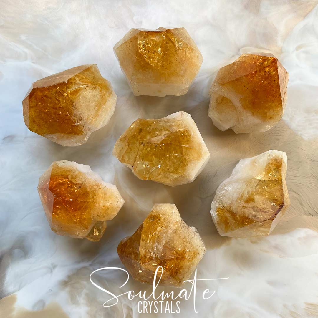 Soulmate Crystals Citrine Polished Crystal Point, Gemmy Golden Yellow Crystal for Prosperity, Happiness, Manifestation, Positivity and Personal Power