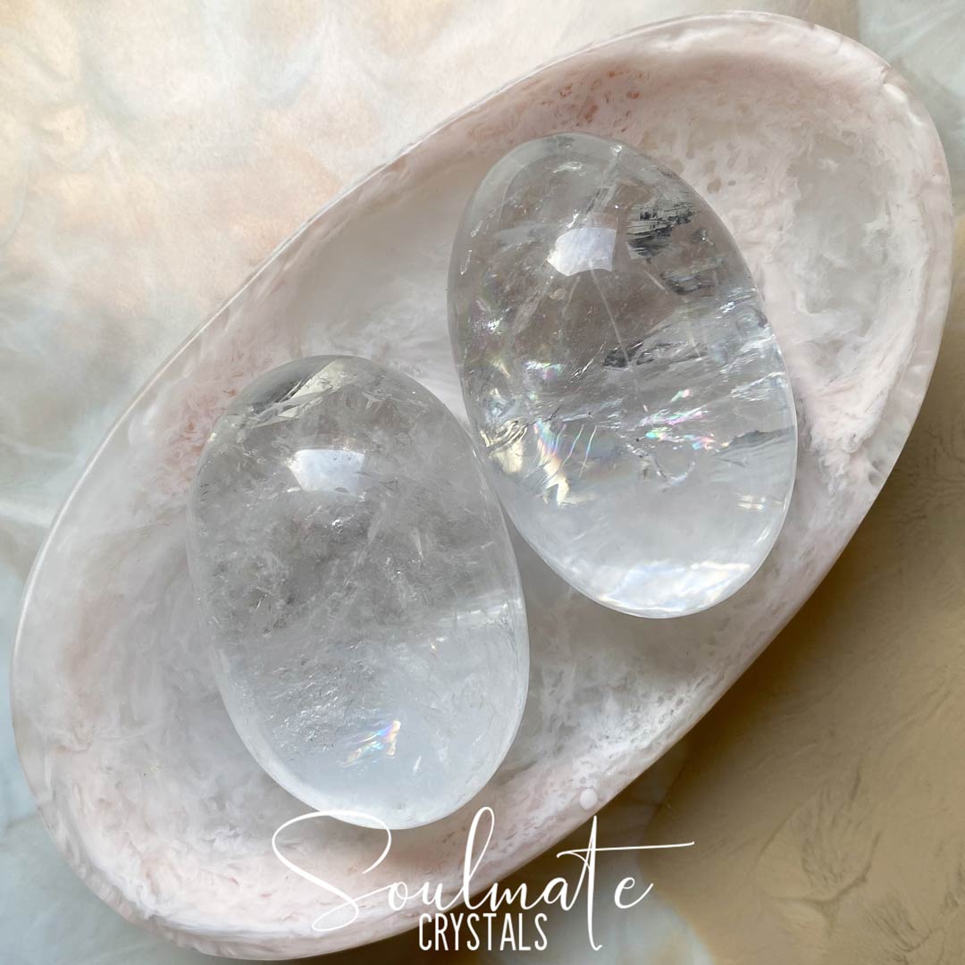 Soulmate Crystals Clear Quartz Polished Crystal Shiva Lingam, Clear Crystal for Wisdom, Manifestation, Amplification and Universal Healing, Fertility, Balance