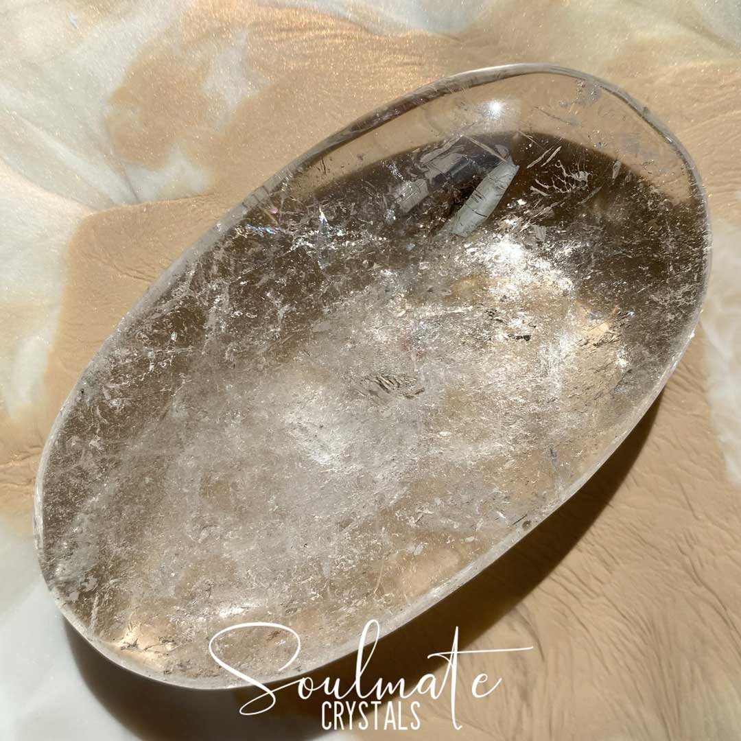 Soulmate Crystals Clear Quartz Polished Palm Stone, Clear Crystal for Amplification, Manifestation