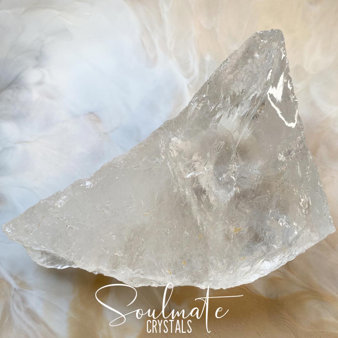 Soulmate Crystals Clear Quartz Raw Polished Specimen, Natural Clear Crystal for Manifestation, Amplification and Universal Healing