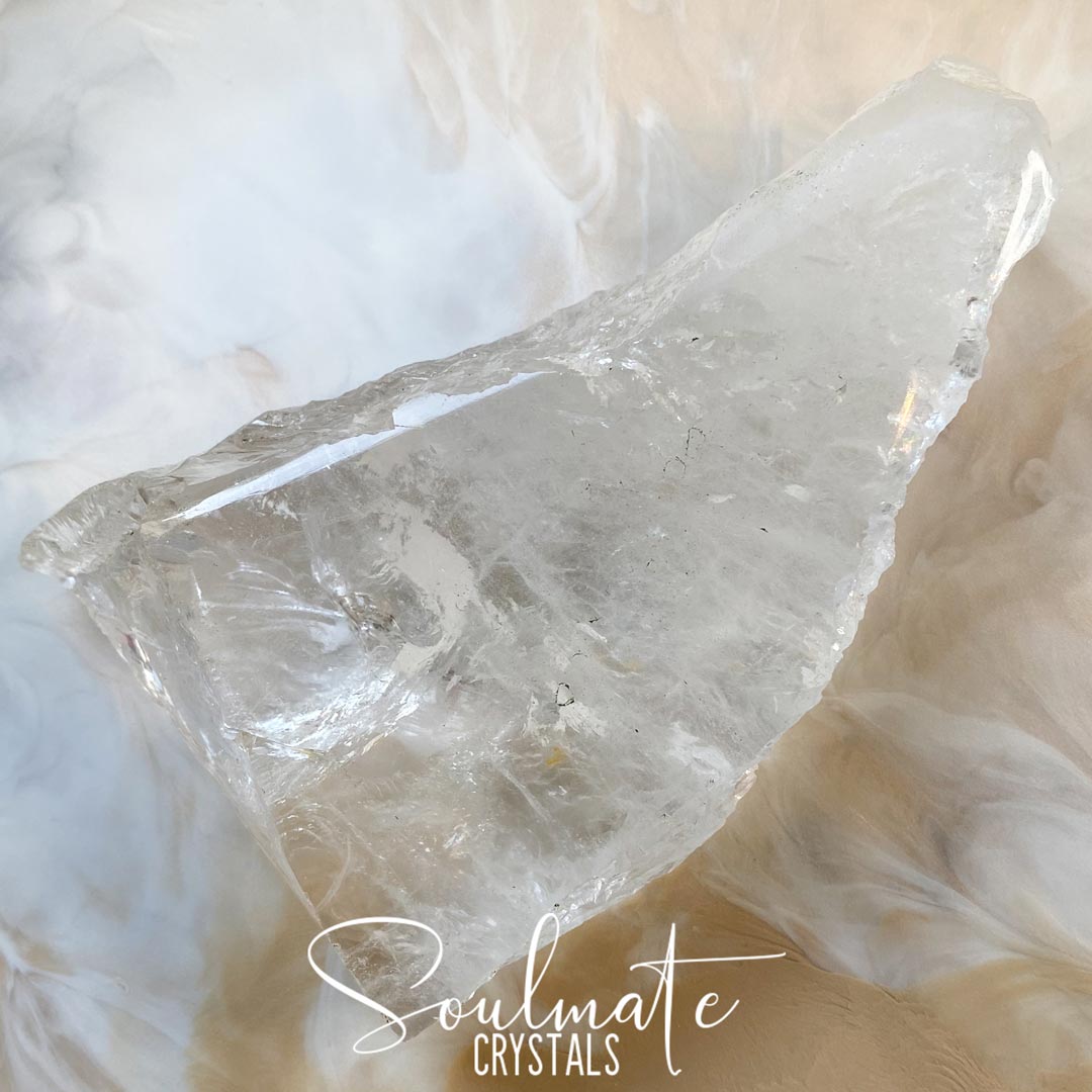 Soulmate Crystals Clear Quartz Raw Polished Specimen, Natural Clear Crystal for Manifestation, Amplification and Universal Healing