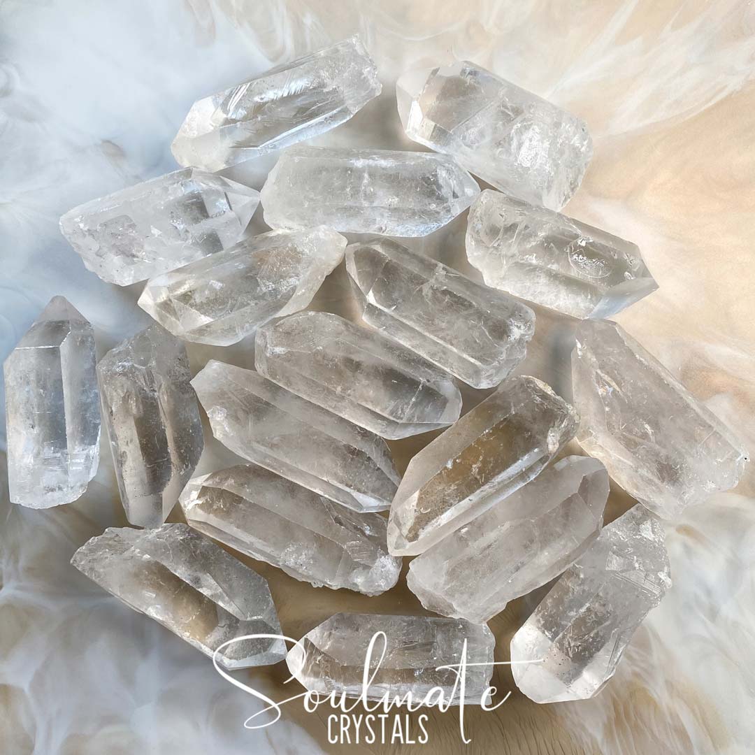 Soulmate Crystals Clear Quartz Raw Point, Natural Clear Crystal for Manifestation, Amplification and Universal Healing