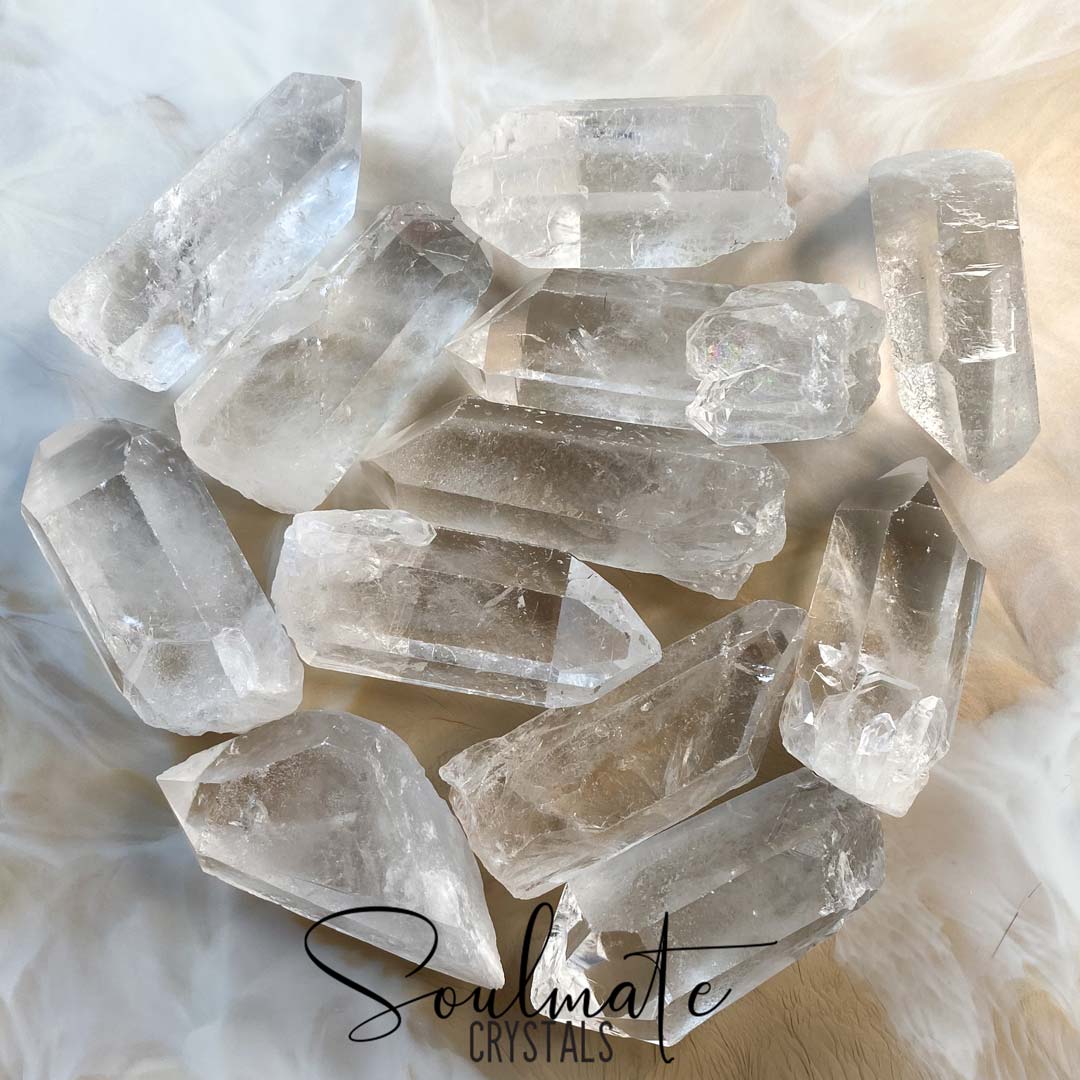 Soulmate Crystals Clear Quartz Raw Point, Natural Clear Crystal for Manifestation, Amplification and Universal Healing