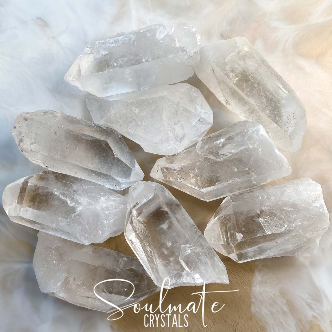 Soulmate Crystals Clear Quartz Raw Point, Natural Clear Crystal for Manifestation, Amplification and Universal Healing