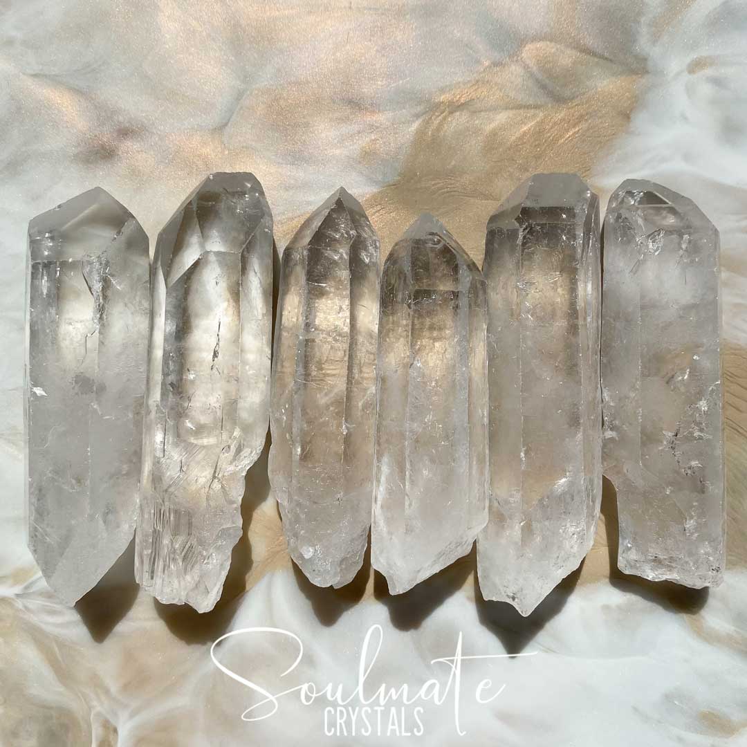 Soulmate Crystals Clear Quartz Raw Crystal Wand, Natural Point Clear Crystal for Manifestation, Amplification and Universal Healing