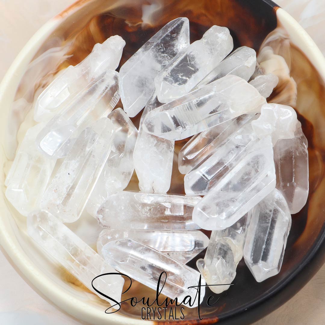 Soulmate Crystals Clear Quartz Tumbled Point, Natural Clear Crystal for Manifestation, Amplification and Universal Healing