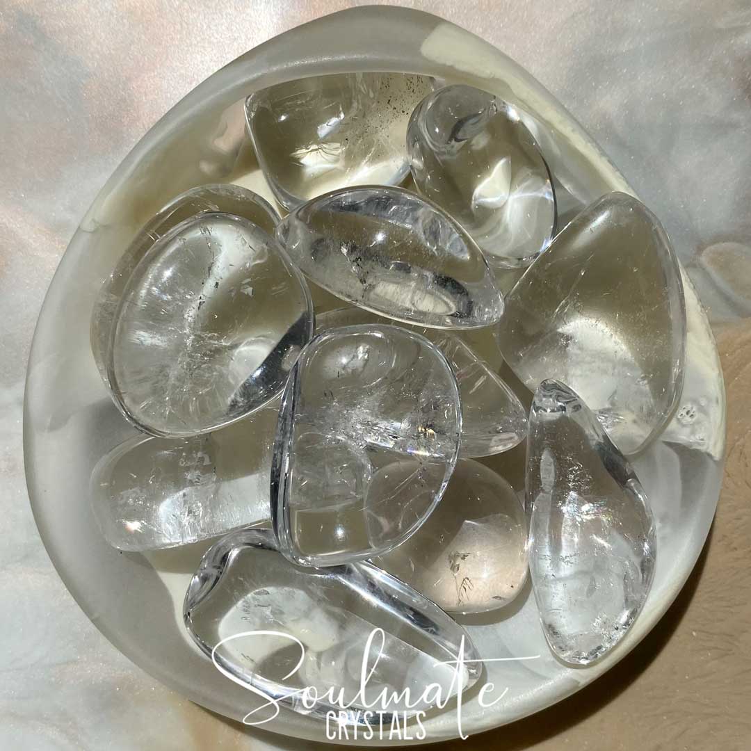 Soulmate Crystals Clear Quartz Tumbled Stone, Clear Crystal for Manifestation, Amplification and Universal Healing