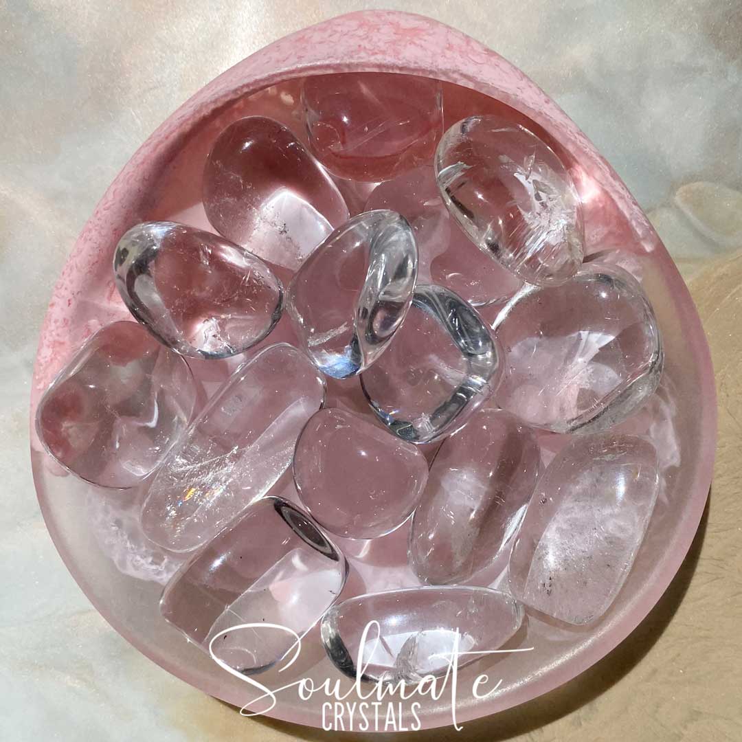 Soulmate Crystals Clear Quartz Tumbled Stone, Clear Crystal for Manifestation, Amplification and Universal Restoration