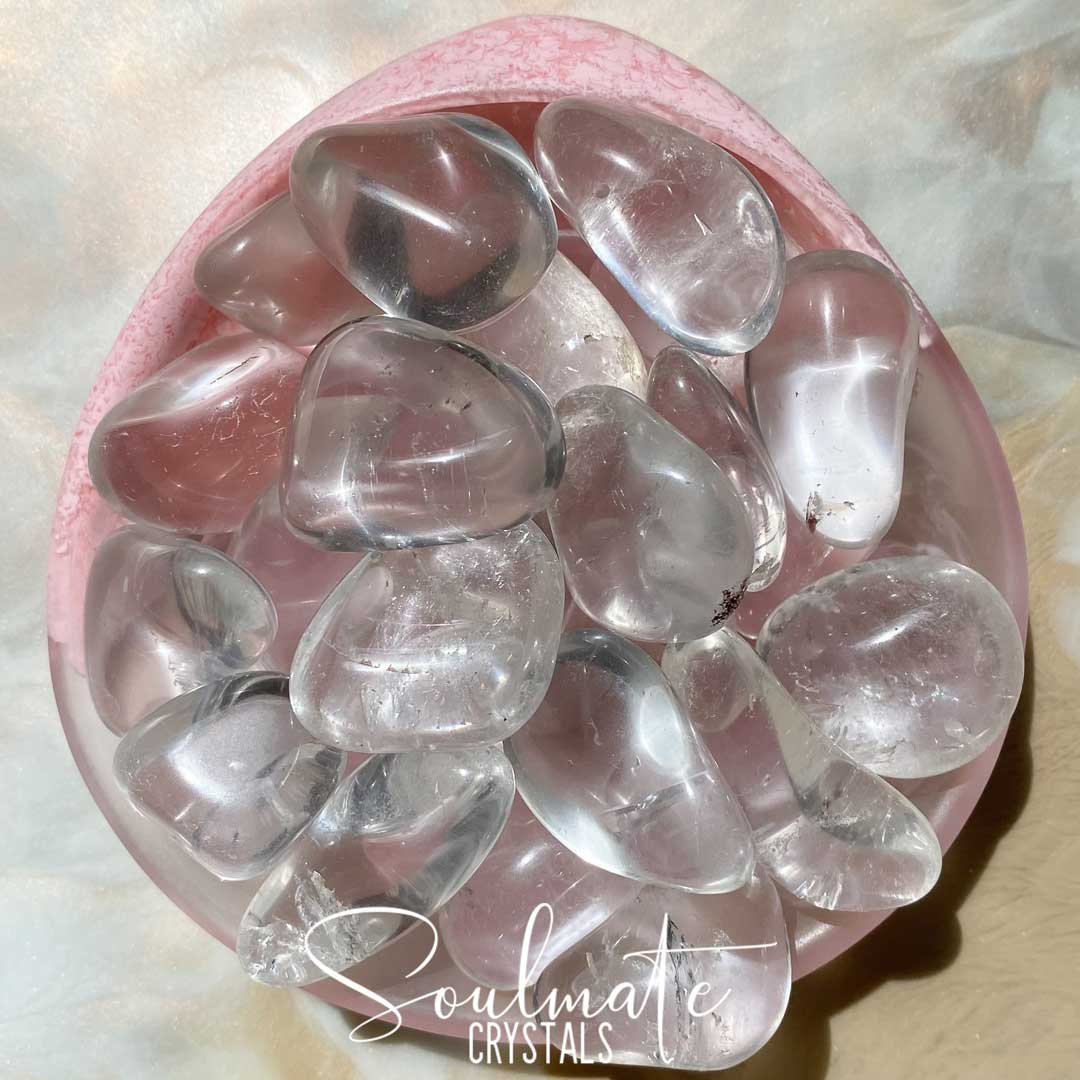 Soulmate Crystals Clear Quartz Tumbled Stone, Clear Crystal for Manifestation, Amplification and Universal Healing