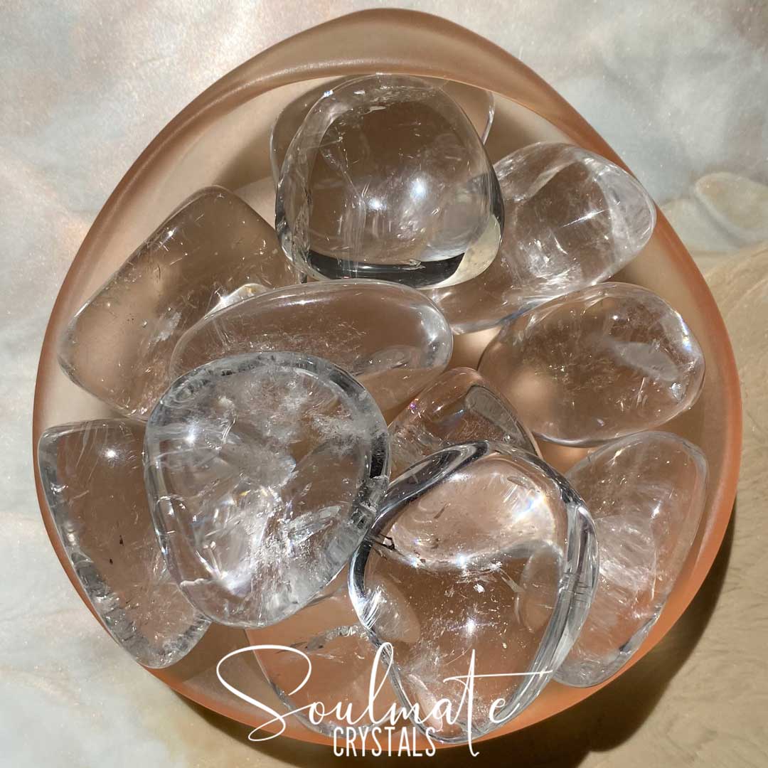 Soulmate Crystals Clear Quartz Tumbled Stone, Clear Crystal for Manifestation, Amplification and Universal Healing