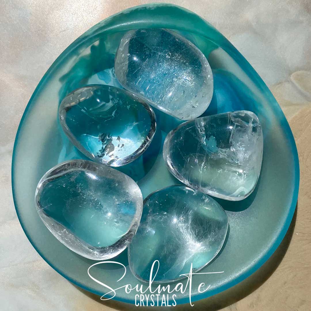 Soulmate Crystals Clear Quartz Tumbled Stone, Clear Crystal for Manifestation, Amplification and Universal Healing
