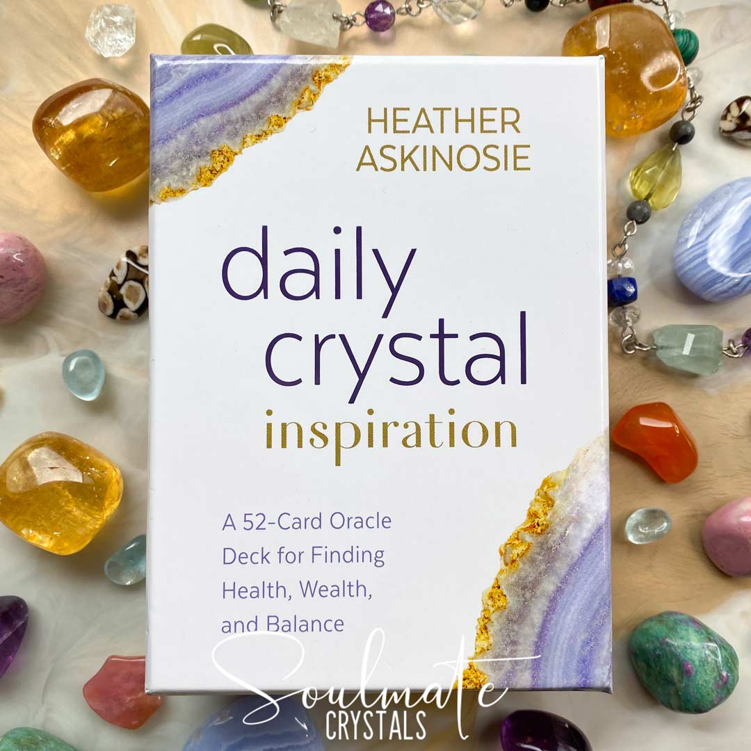 Soulmate Crystals Daily Crystal Inspiration Oracle Card Deck Heather Askinosie, White Oracle Card Boxed Set of Cards for Divination
