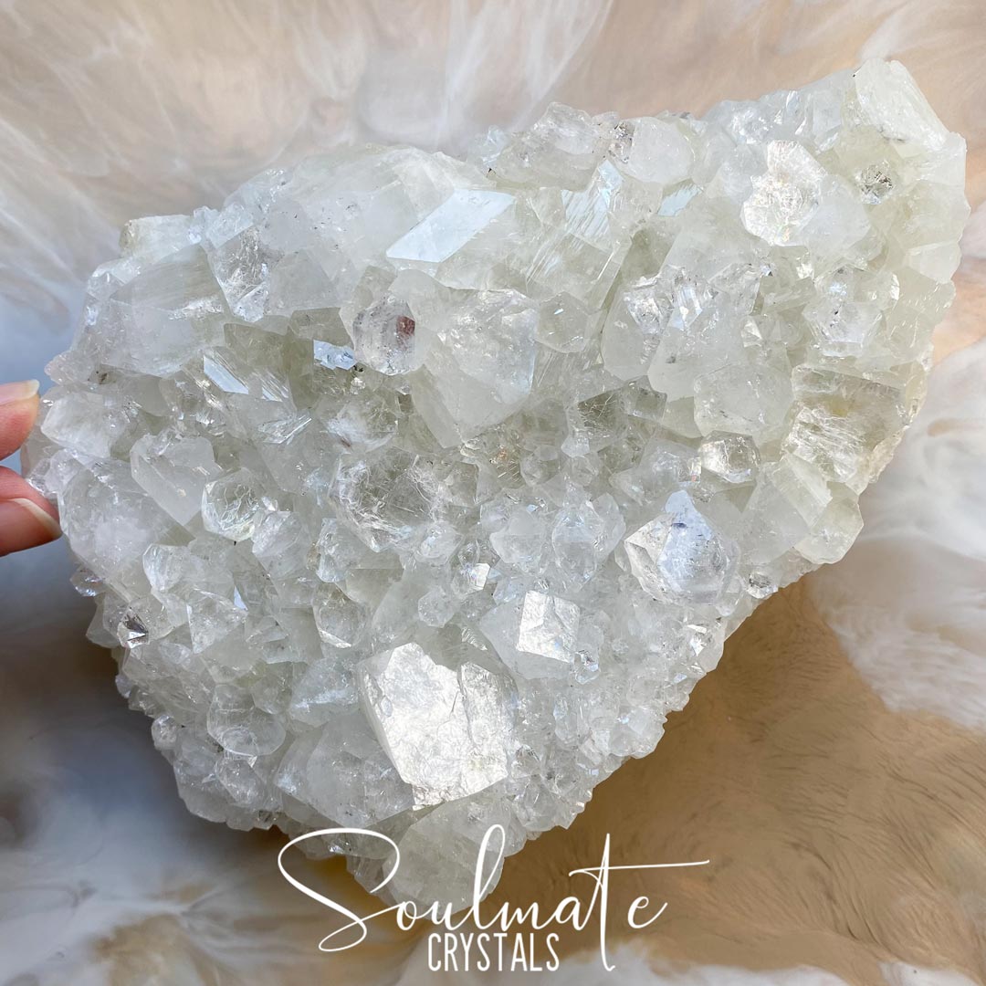 Soulmate Crystals Zeolite Diamond Apophyllite Raw Mineral Specimen First Quality, Clear Crystal for Cleansing, Serenity and Light