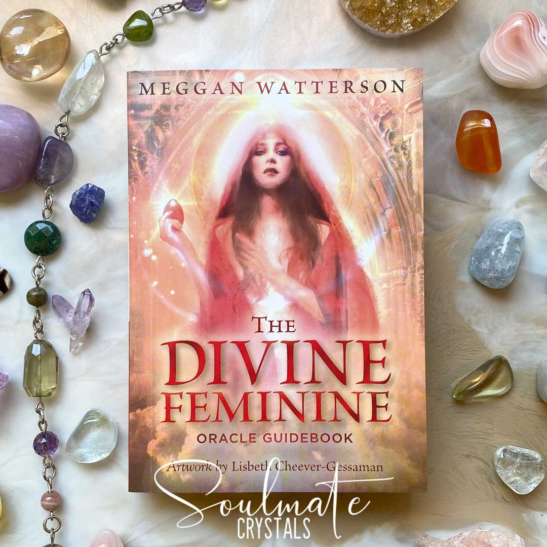 Soulmate Crystals Divine Feminine Oracle by Meggan Watterson, Sealed Box Full-Colour Oracle Card Deck for Divination and Lifestyle, Printed Oracle Card Deck, Guidebook.
