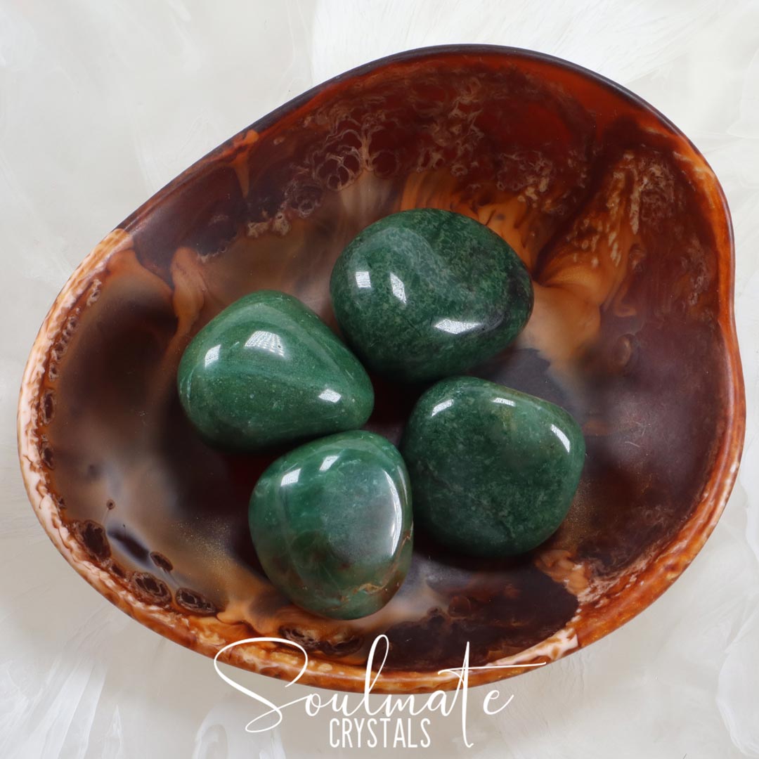 Soulmate Crystals Fuchsite Tumbled Stone, Green Crystal for Calming, Earthy, Rejuvenating, Heart, Nature Connection, Emotional Wellbeing.