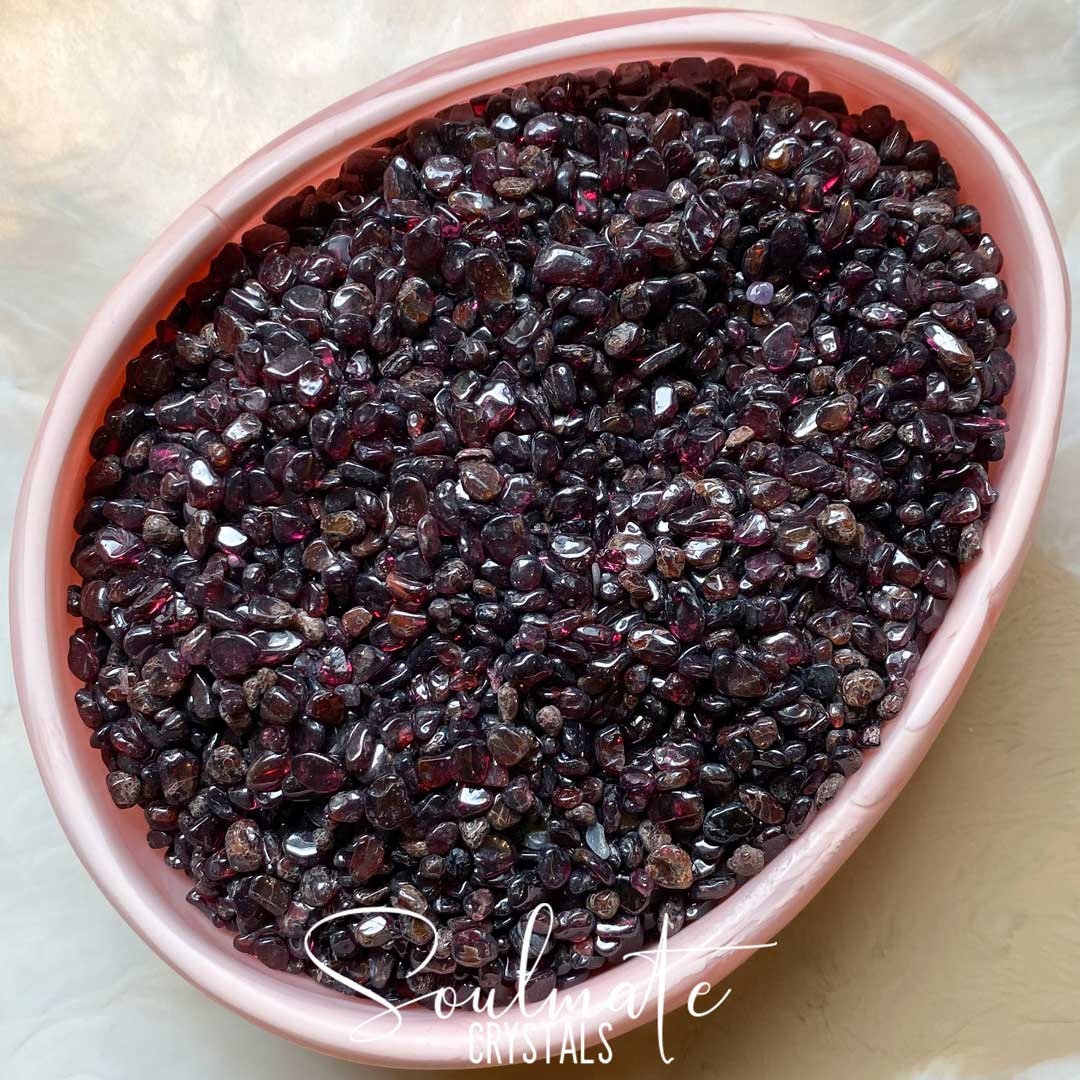 Soulmate Crystals Almandine Garnet Tumbled Stone, Polished Dark Red Crystal for Protection, Stability and Vitality