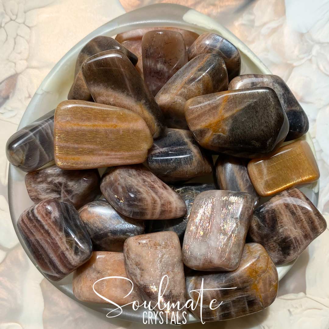 Soulmate Crystals Golden Feldspar Tumbled Stone, Golden Earth Tone Crystals for Vitality, Courage, Positivity and Prosperity.