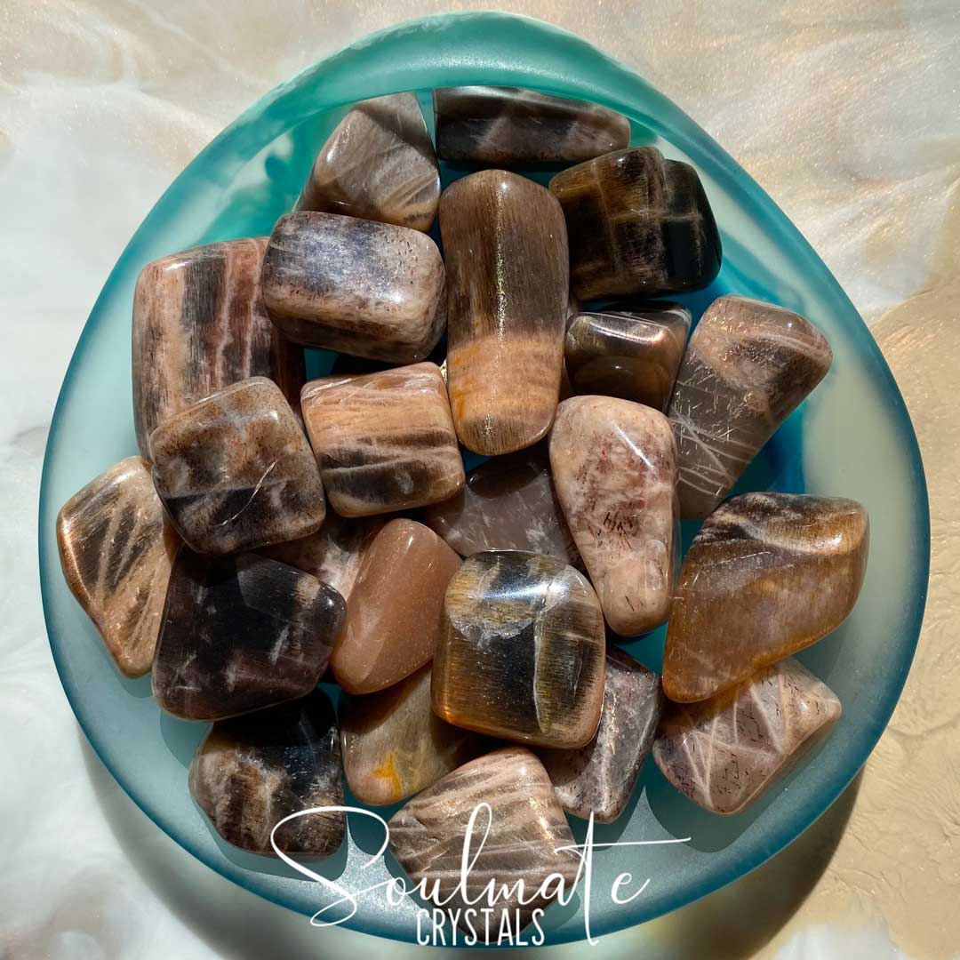 Soulmate Crystals Golden Feldspar Tumbled Stone, Golden Earth Tone Crystals for Vitality, Courage, Positivity and Prosperity