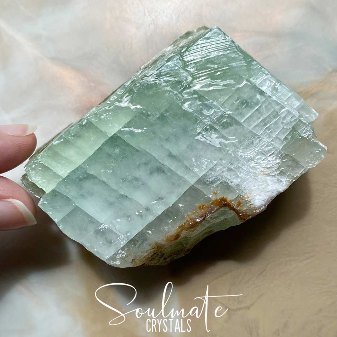 Soulmate Crystals Green Calcite Raw Natural Energy Stone, Green Crystal for Abundance, Prosperity, Change