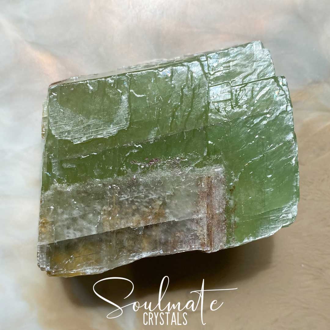 Soulmate Crystals Green Calcite Raw Natural Energy Stone, Green Crystal for Abundance, Prosperity, Change