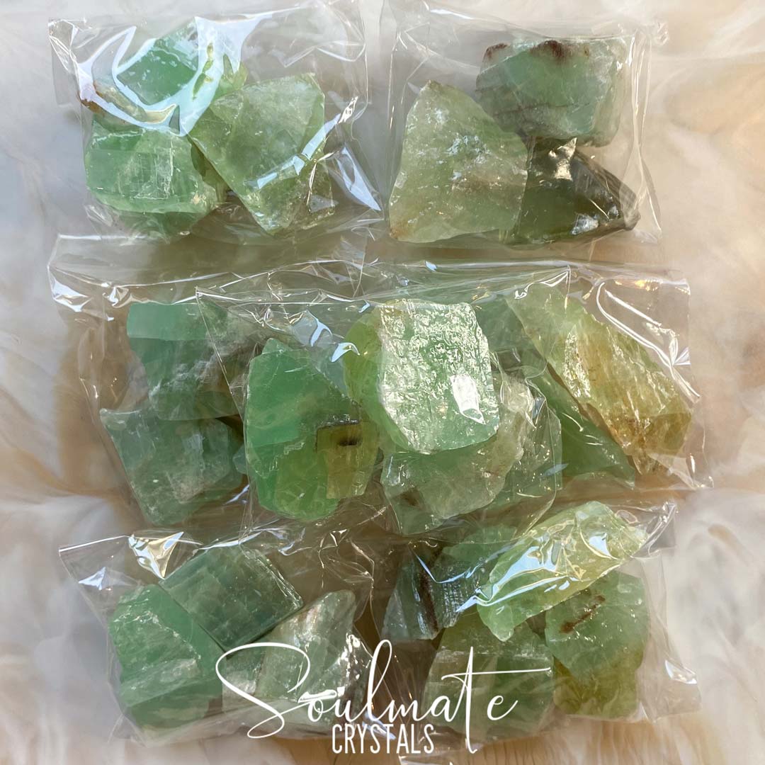 GREEN CALCITE RAW STONE LARGE 50G PACK