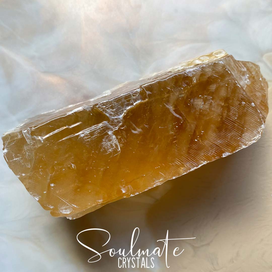 Soulmate Crystals Honey Calcite Raw Natural Stone, Unpolished Golden Yellow Crystal for Abundance, Joy and Optimism