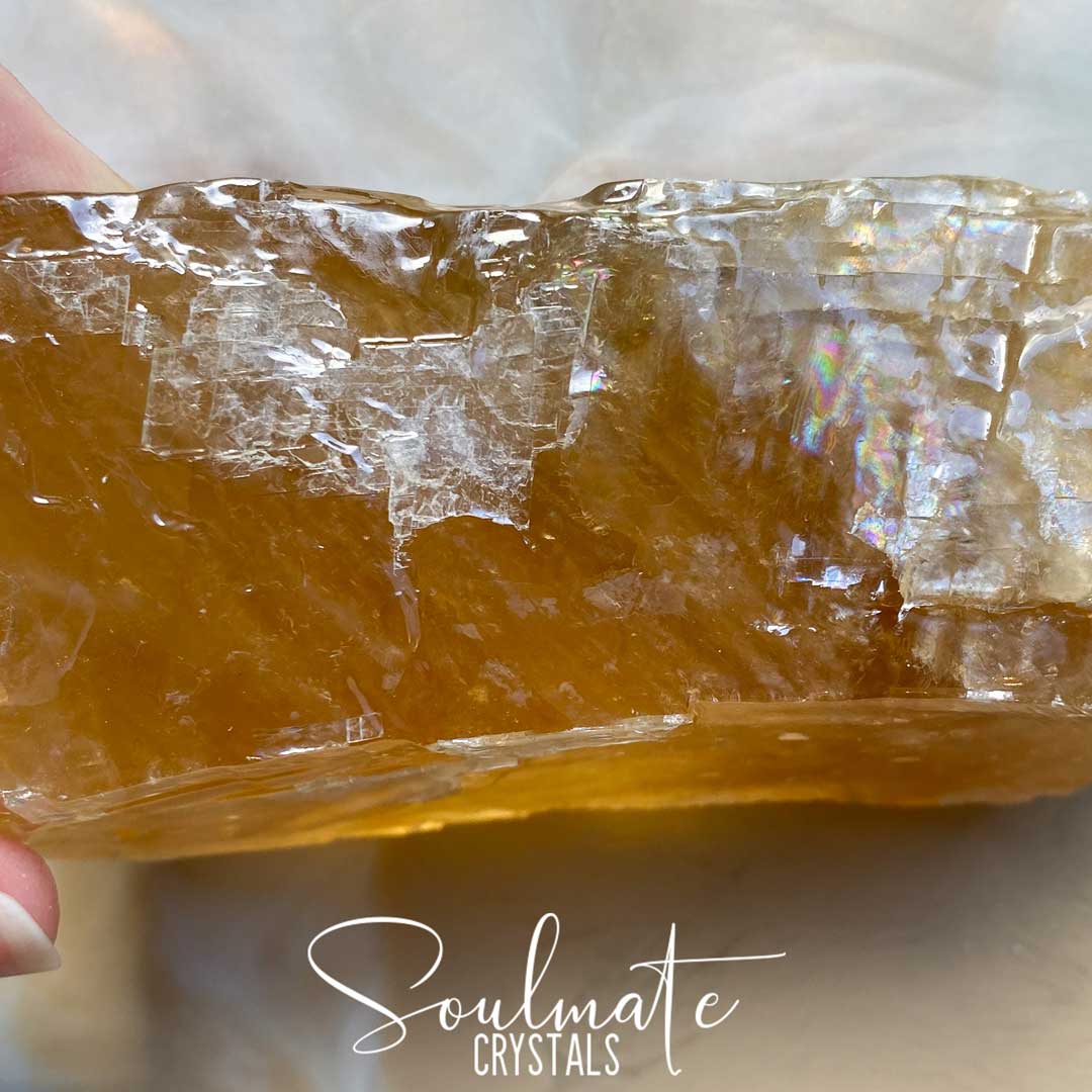 Soulmate Crystals Honey Calcite Raw Natural Stone, Unpolished Golden Yellow Crystal for Abundance, Joy and Optimism