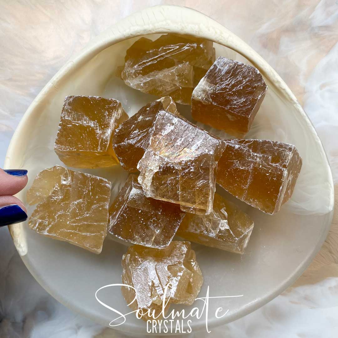 Soulmate Crystals Honey Calcite Raw Natural Stone, Unpolished Golden Yellow Crystal for Abundance, Joy and Optimism