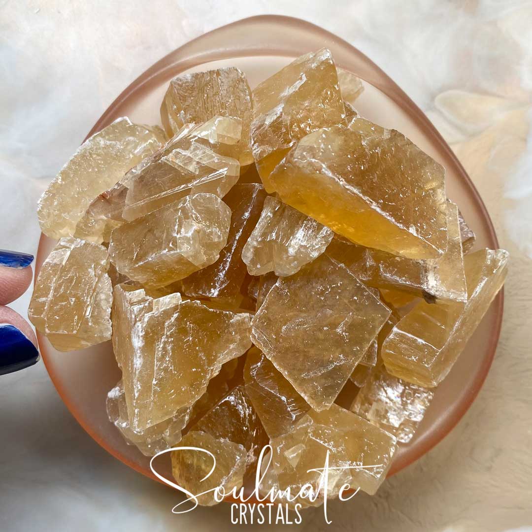 Soulmate Crystals Honey Calcite Raw Natural Stone, Unpolished Golden Yellow Crystal for Abundance, Joy and Optimism
