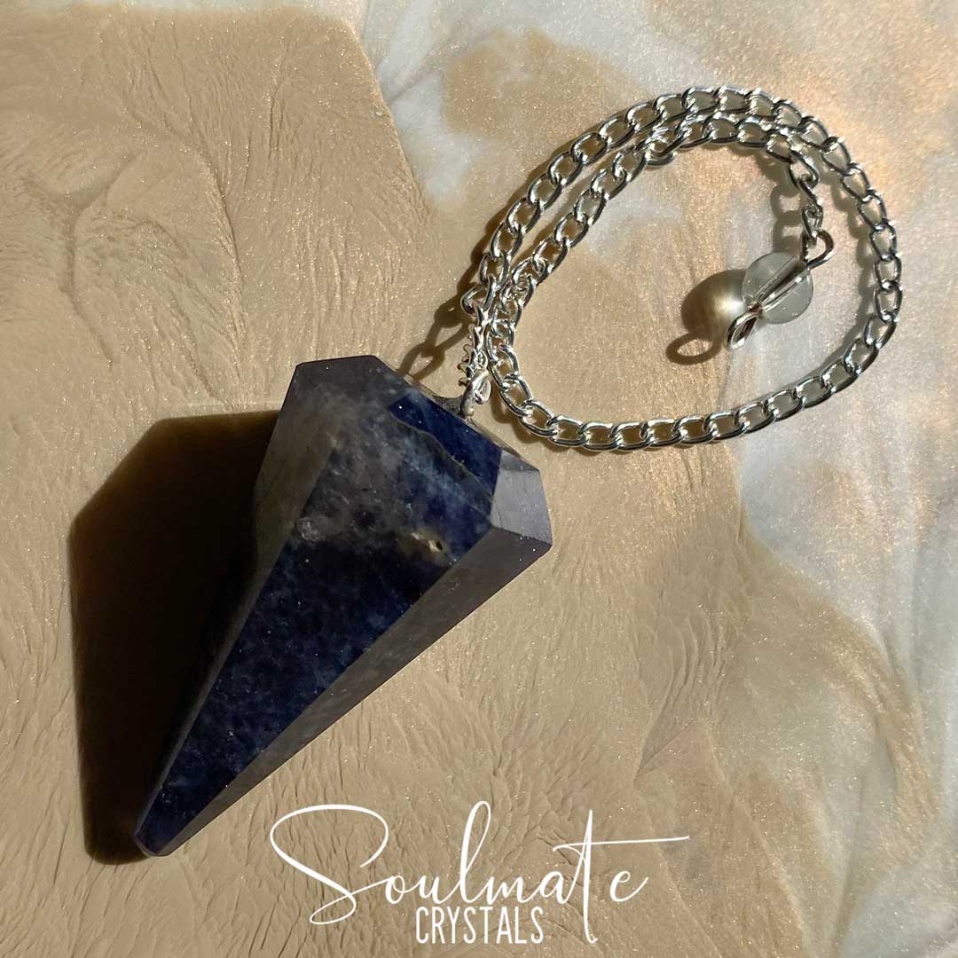 Soulmate Crystals Iolite Faceted Crystal Pendulum for Foresight, Intuition, Priestess Stone, Divination.