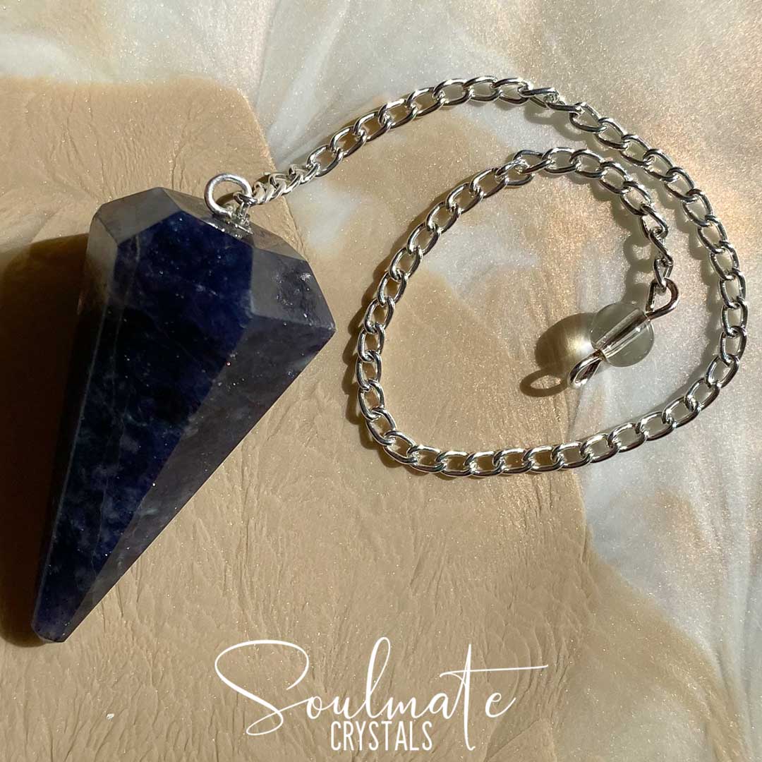 Soulmate Crystals Iolite Faceted Crystal Pendulum for Foresight, Intuition, Priestess Stone, Divination.