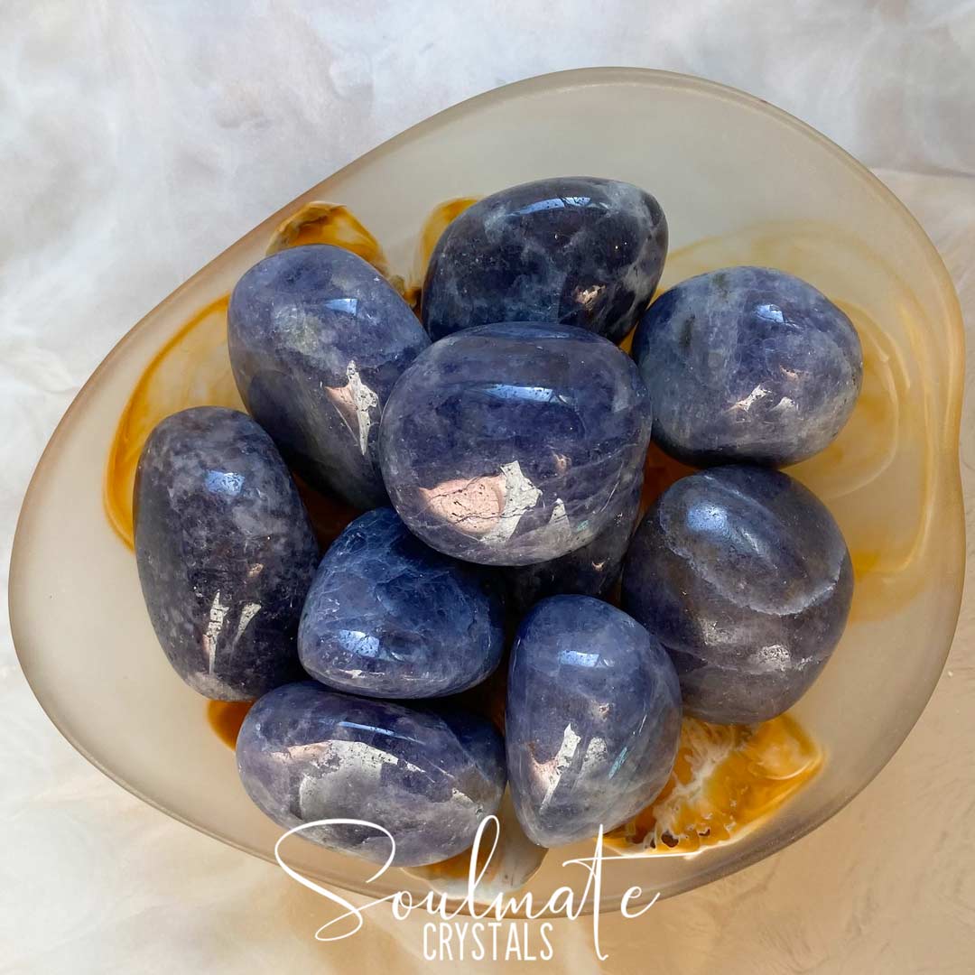 Soulmate Crystals Iolite Tumbled Stone, Blue Crystal for Foresight, Intuition, Clarity and Alignment.