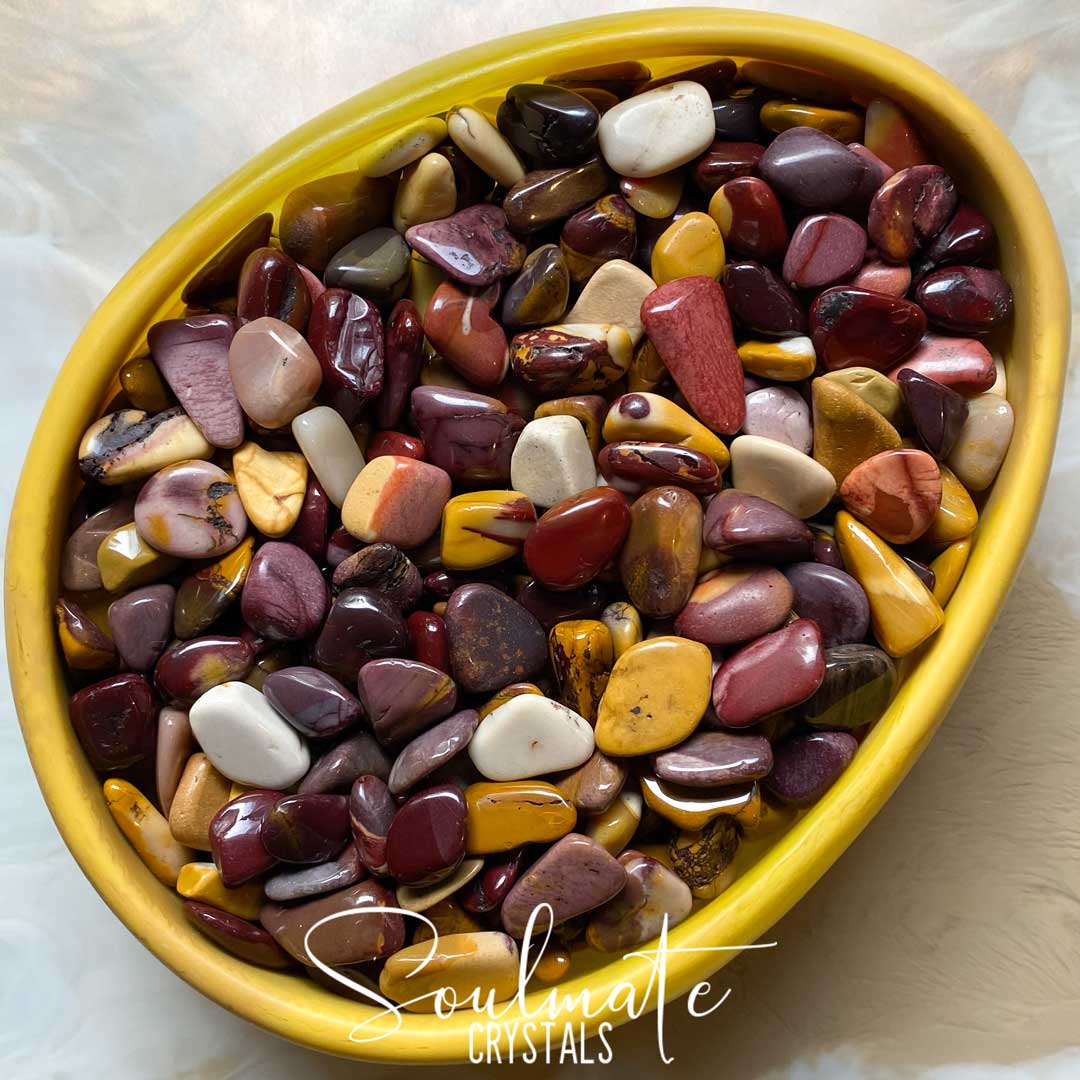 Soulmate Crystals Mookaite Jasper Tumbled Stone, Australian Red Pink Yellow Crystal for Grounding, Protection, Harmony