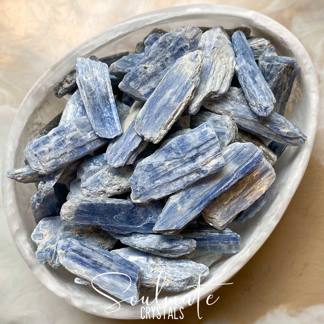 Soulmate Crystals Blue Kyanite Raw Natural Stone Pack, Blue Crystal for Communication, Harmony and Flow