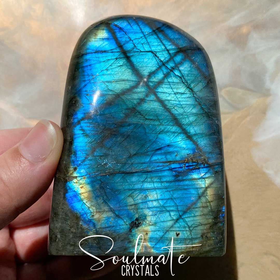 Soulmate Crystals Labradorite Polished Freeform Small XQ, Blue Flashy Crystal, Extra Quality Grade Mineral Specimen