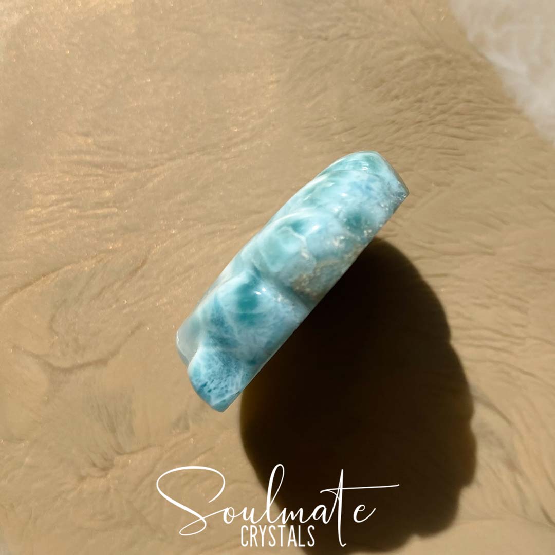 Soulmate Crystals Larimar Polished Crystal Sea Shell, Rare Blue Crystal for Truth, Love, Peace, Harmony